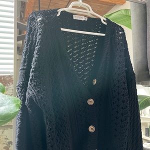 Oversized Black Knit Cardigan - size 18